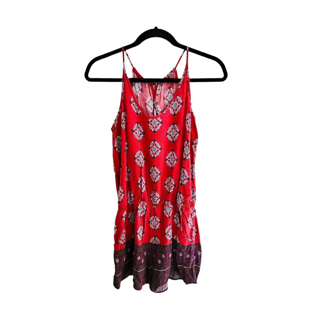 Romper Boho Style Spaghetti Strap Red Short Romper by A. Byer sz (M) jun…